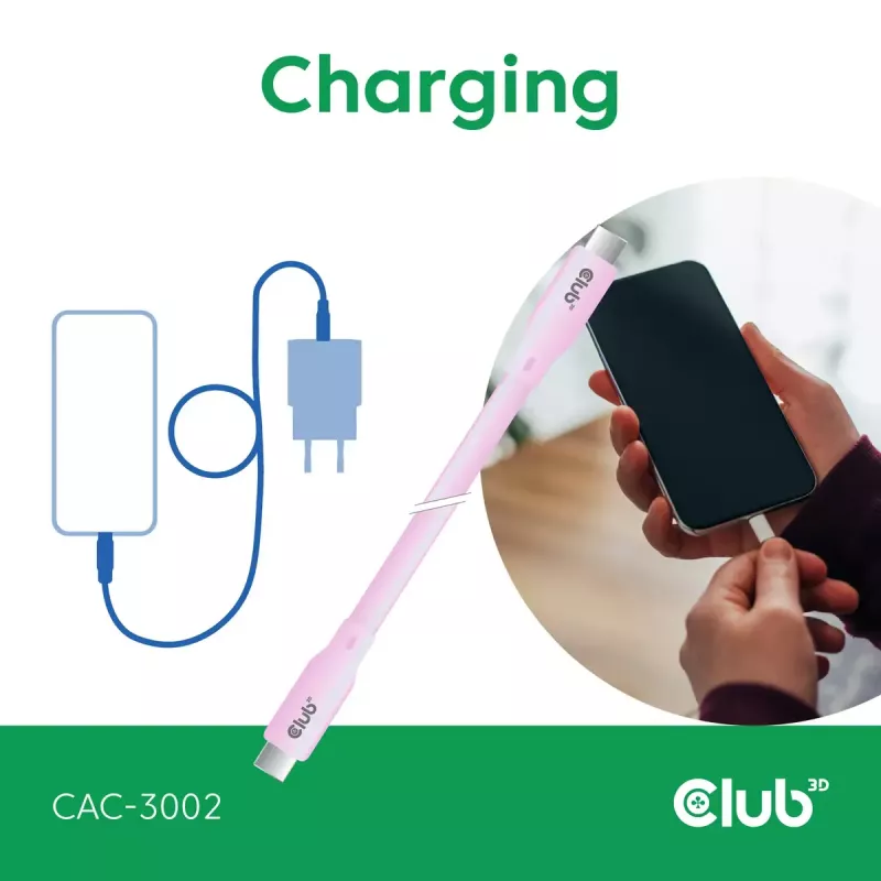 USB C cable CLUB3D CAC-3002 2m USB4 Gen 3x2 Pink