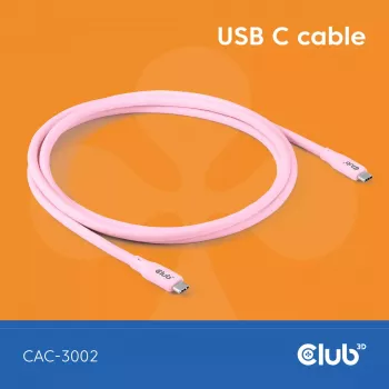USB C cable CLUB3D CAC-3002 2m USB4 Gen 3x2 Pink