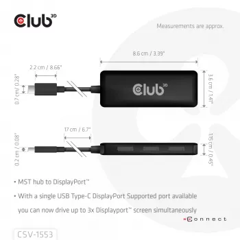 CLUB3D USB-C® to Triple DisplayPort™ 4K60Hz