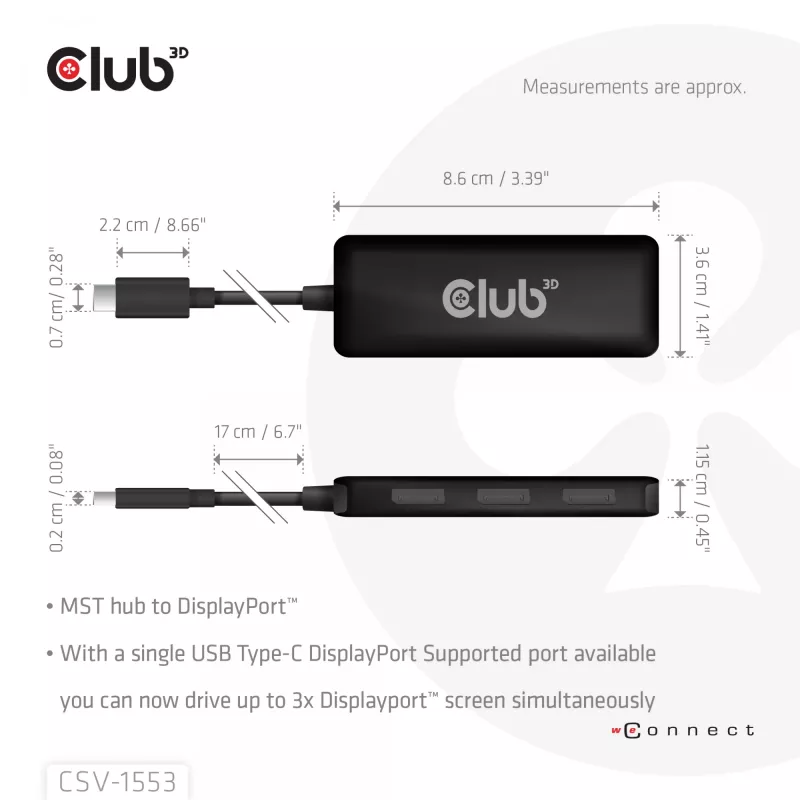 CLUB3D USB-C® to Triple DisplayPort™ 4K60Hz