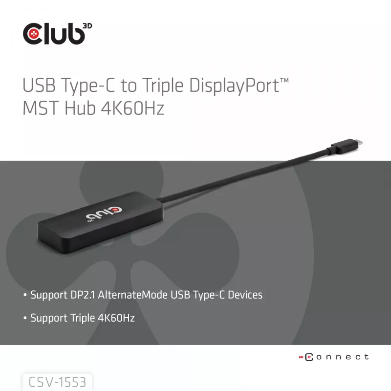 CLUB3D USB-C® to Triple DisplayPort™ 4K60Hz