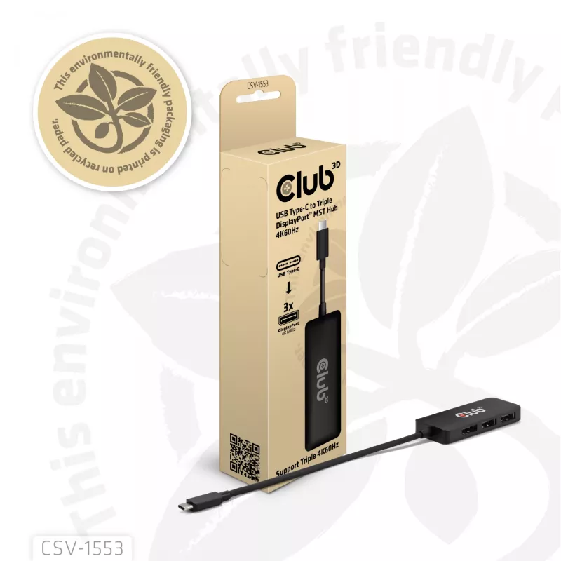 CLUB3D USB-C® to Triple DisplayPort™ 4K60Hz