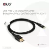 USB Type-C to DisplayPort 2.1 cable, club 3d CAC-1559, bi-directional, VESA DP80 certified, 1 m