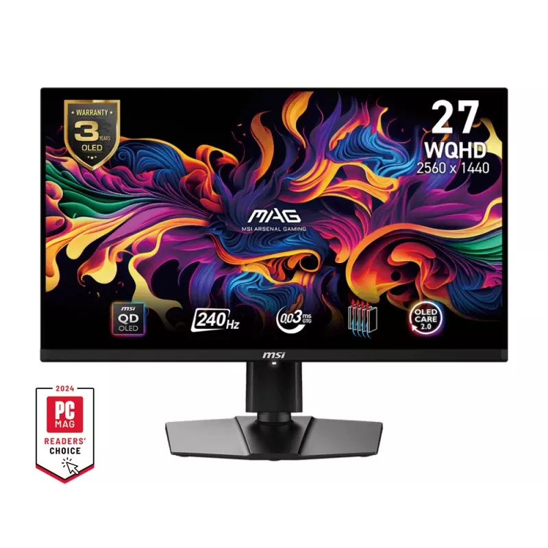 MSI MAG 271QPXDE QD-OLED E2 computer monitor 67.3 cm (26.5 inch) 2560 x 1440 pixels Wide Quad HD Black