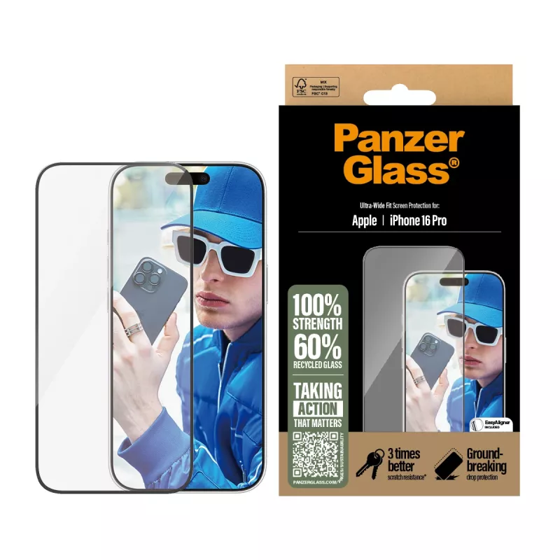 PanzerGlass ® Screen Protector iPhone 16 Pro | Ultra-Wide Fit