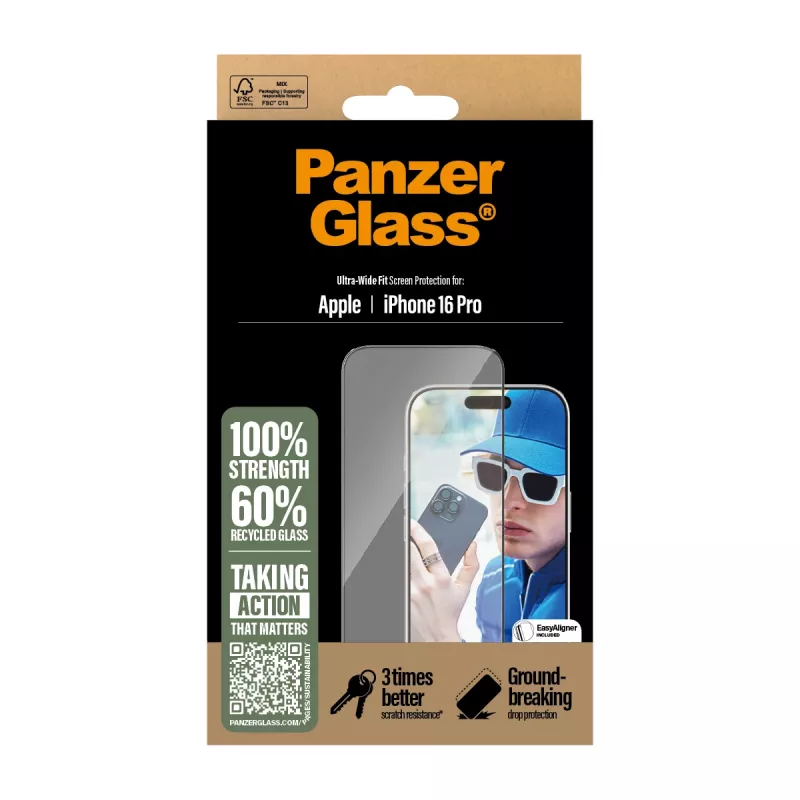 PanzerGlass ® Screen Protector iPhone 16 Pro | Ultra-Wide Fit