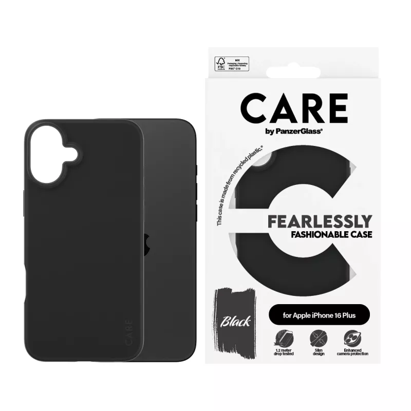 PanzerGlass CARE™ by ® Case Black iPhone 16 Plus, Cover, Apple, Apple - iPhone 16 Plus, Black