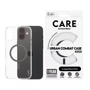 PanzerGlass CARE™ by ® Urban Combat Case Transparent w. Black MagSafe iPhone 16 Plus