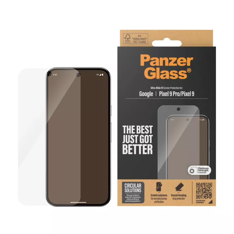 Screen Protector PanzerGlass Google Pixel 9 | 9 Pro Ultra-Wide Fit Scratch Shock Resistant