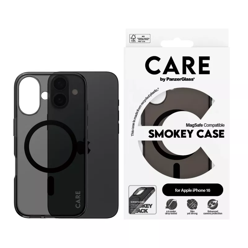 PanzerGlass CARE™ by ® Urban Combat Case Smokey w. Black MagSafe iPhone 16