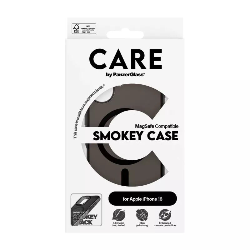 PanzerGlass CARE™ by ® Urban Combat Case Smokey w. Black MagSafe iPhone 16