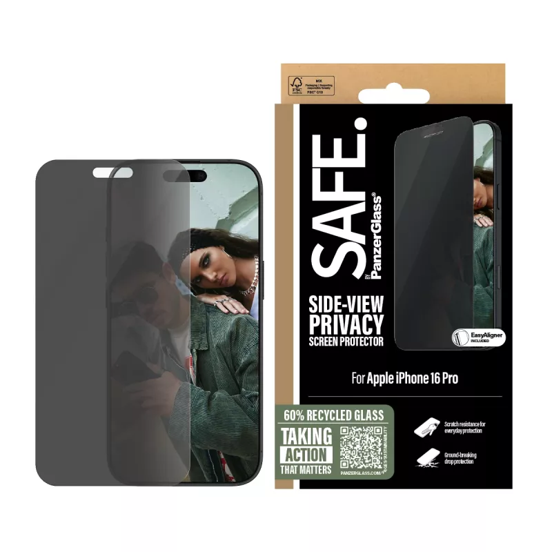 PanzerGlass SAFE. by ® Privacy Screen Protector iPhone 16 Pro | Ultra-Wide Fit