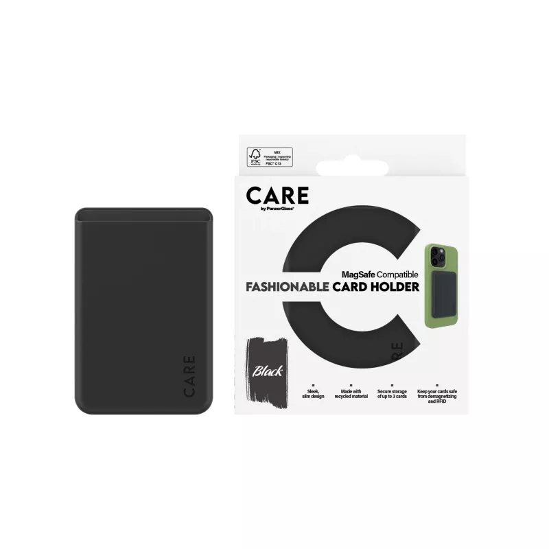 Cover PanzerGlass CARE by Fashionable Card Holder Black iPhone Transparent