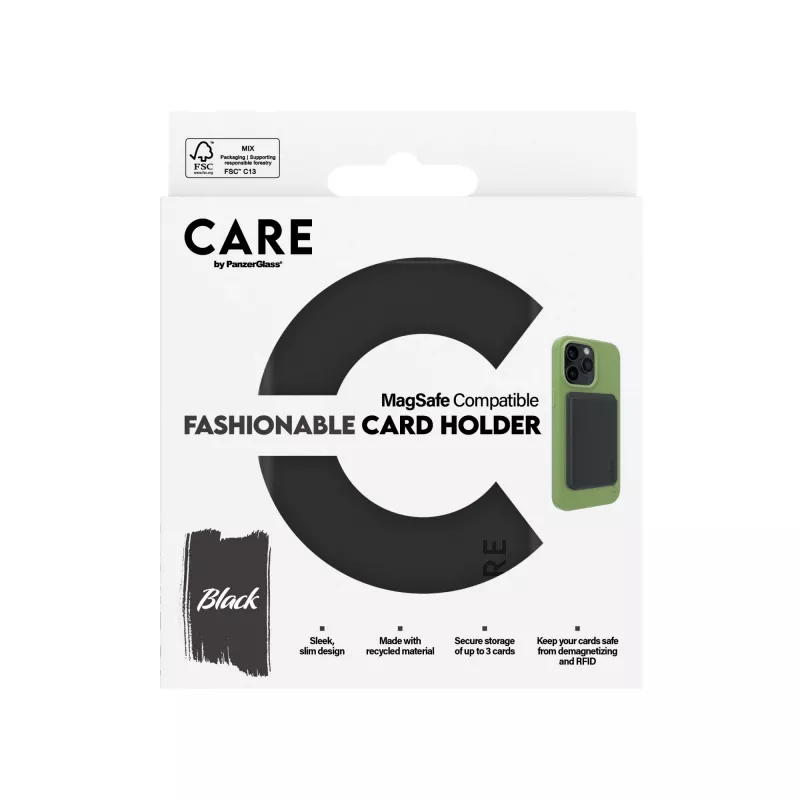Cover PanzerGlass CARE by Fashionable Card Holder Black iPhone Transparent