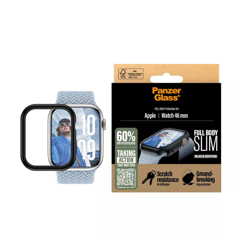 Screen Protector PanzerGlass Snappie Full Body Slim Black Apple Watch Series 10 46mm