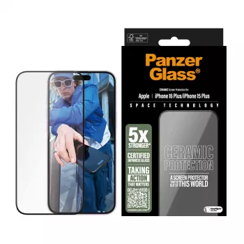 PanzerGlass ® Ceramic Screen Protector iPhone 16 Plus | 15 Plus | Ultra-Wide Fit w. EasyAligner
