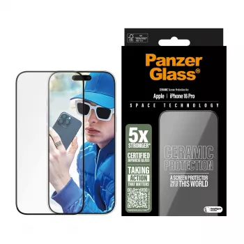 PanzerGlass ® Ceramic Screen Protector iPhone 16 Pro | Ultra-Wide Fit w. EasyAligner
