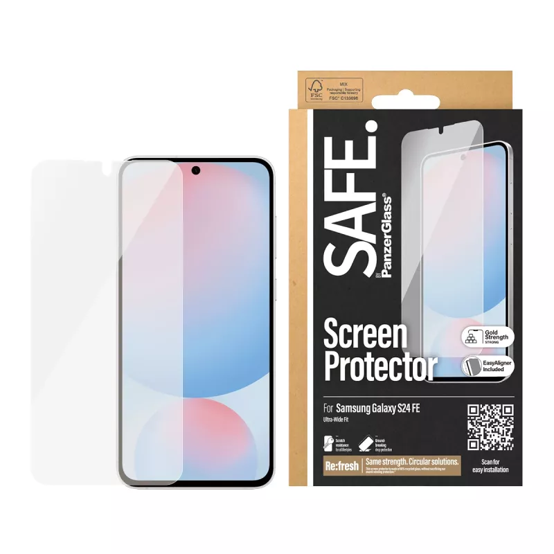 PanzerGlass SAFE. by ® Screen Protector Samsung Galaxy S24 FE | Ultra-Wide Fit w. EasyAligner