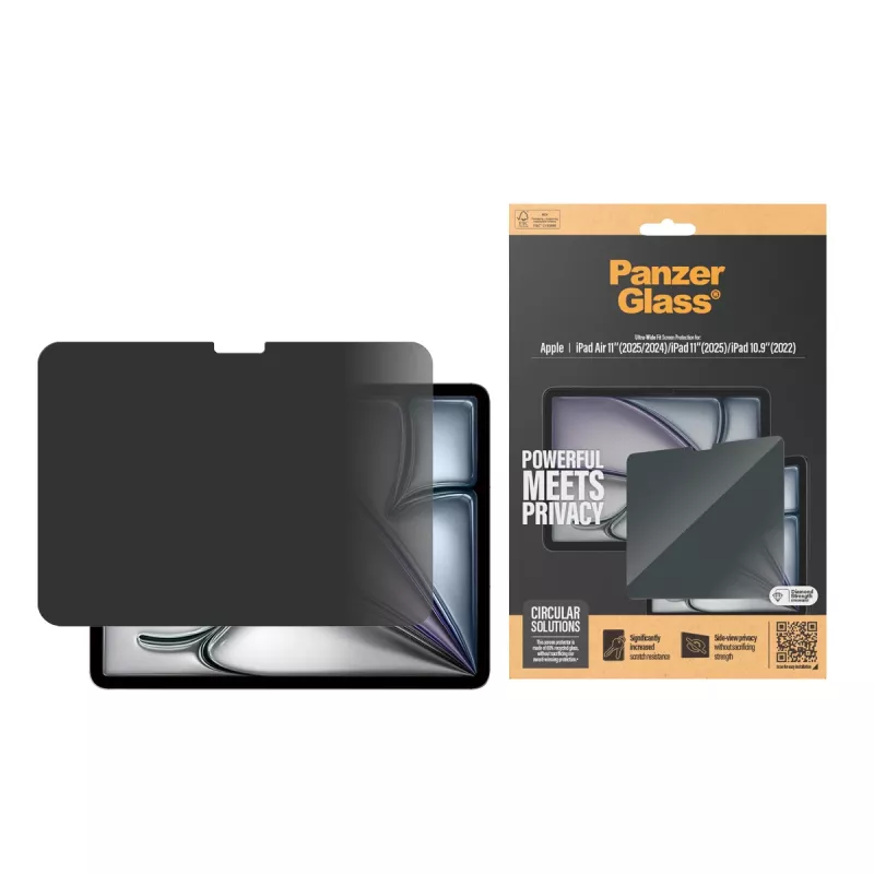PanzerGlass ® Privacy Screen Protector iPad Air 11'' (2024-2025) | iPad 11 inch (2025) | iPad 10.9'' (2022) | Ultra-Wide Fit