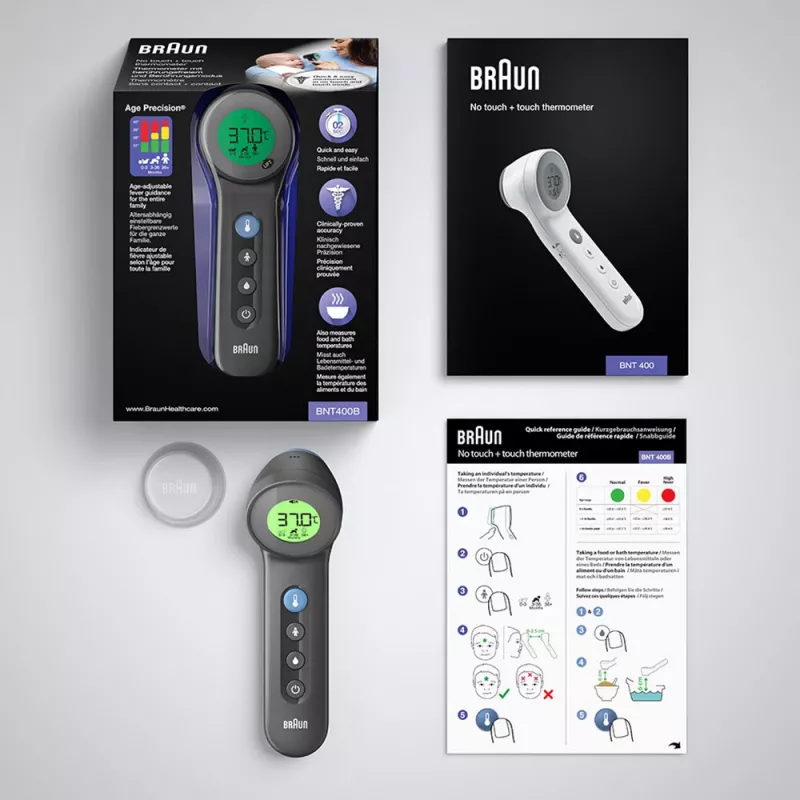 Braun BNT400 non-contact forehead thermometer, grey