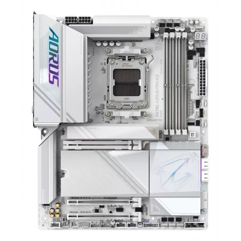 Motherboard GIGABYTE X870E AORUS PRO ICE — AMD X870E, Socket AM5, ATX, DDR5, 4×DIMM, Wi‑Fi 7, 2.5Gb LAN