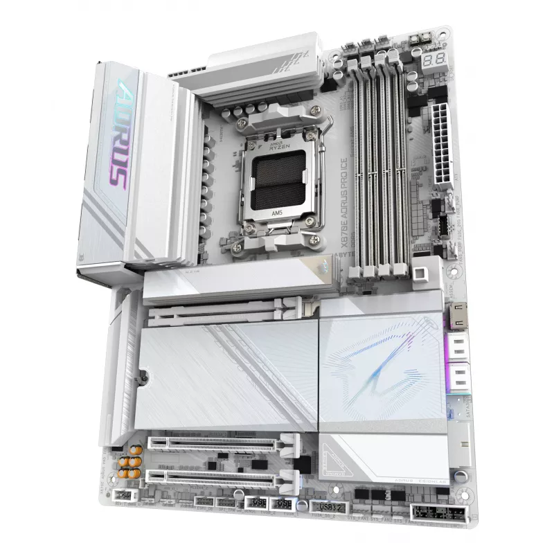 Motherboard GIGABYTE X870E AORUS PRO ICE — AMD X870E, Socket AM5, ATX, DDR5, 4×DIMM, Wi‑Fi 7, 2.5Gb LAN