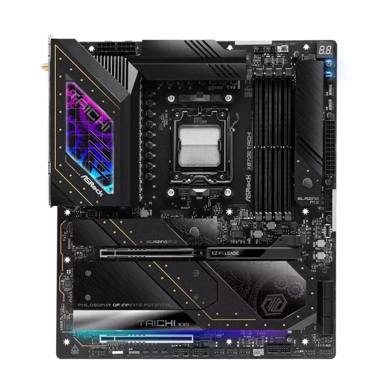 Motherboard ASRock X870E Taichi — AMD X870E, Socket AM5, Extended ATX, DDR5, 4 DIMM, up to 256GB, Wi‑Fi 7, 5Gb LAN