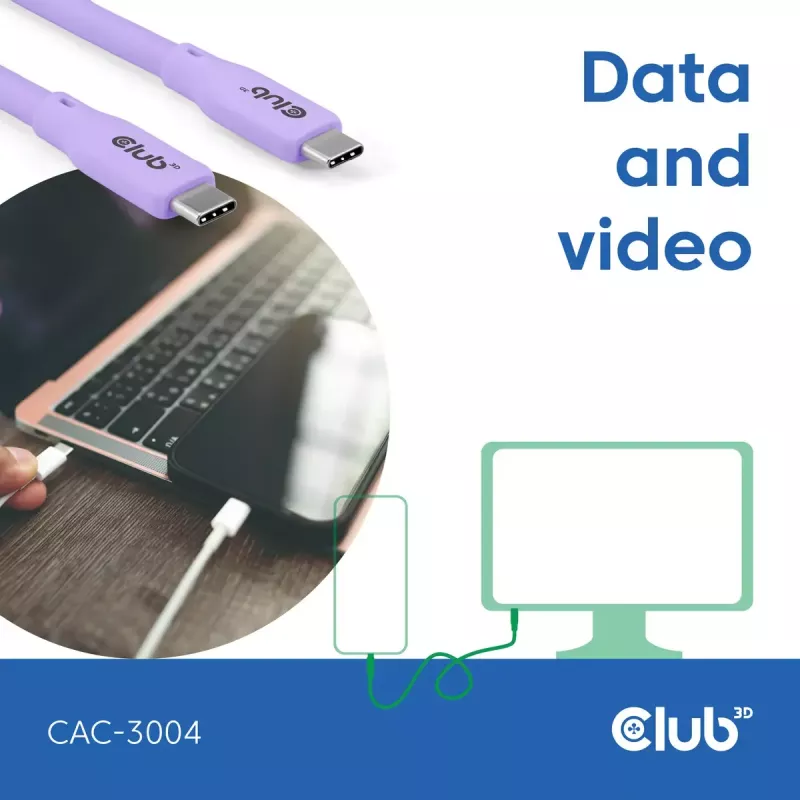 USB C cable CLUB3D CAC-3004 2m Purple