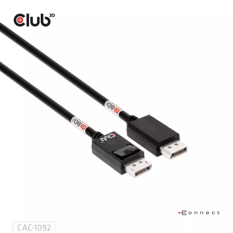 CLUB3D DisplayPort™ 2.1 Bi-Directional VESA DP80 Certified Cable 4K240Hz, 8K60Hz or 10K60Hz M/M 1.6m/5.25ft