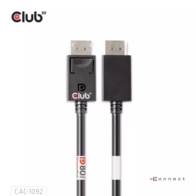 CLUB3D DisplayPort™ 2.1 Bi-Directional VESA DP80 Certified Cable 4K240Hz, 8K60Hz or 10K60Hz M/M 1.6m/5.25ft