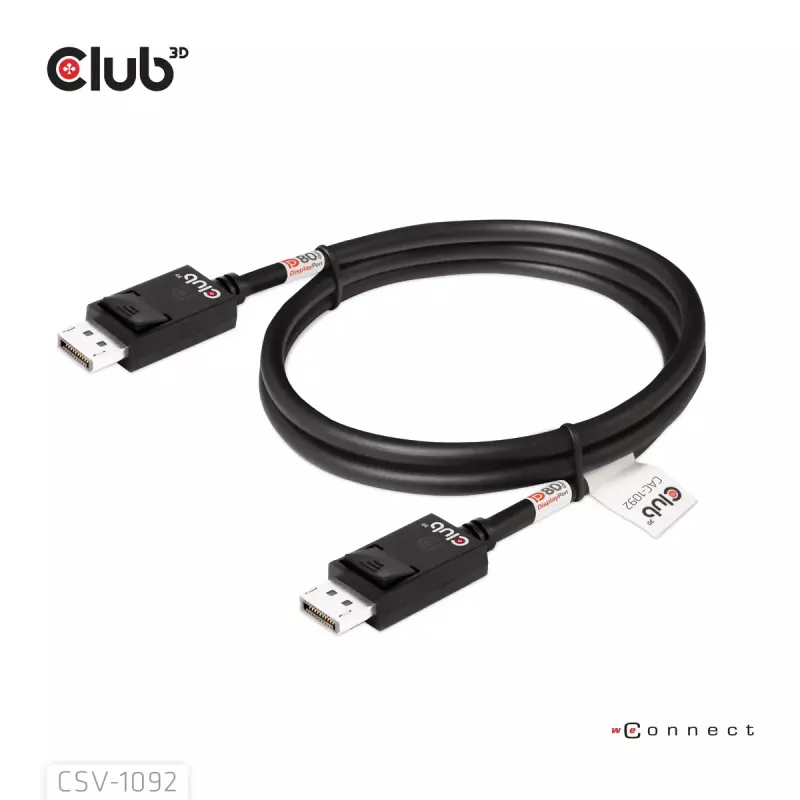 CLUB3D DisplayPort™ 2.1 Bi-Directional VESA DP80 Certified Cable 4K240Hz, 8K60Hz or 10K60Hz M/M 1.6m/5.25ft