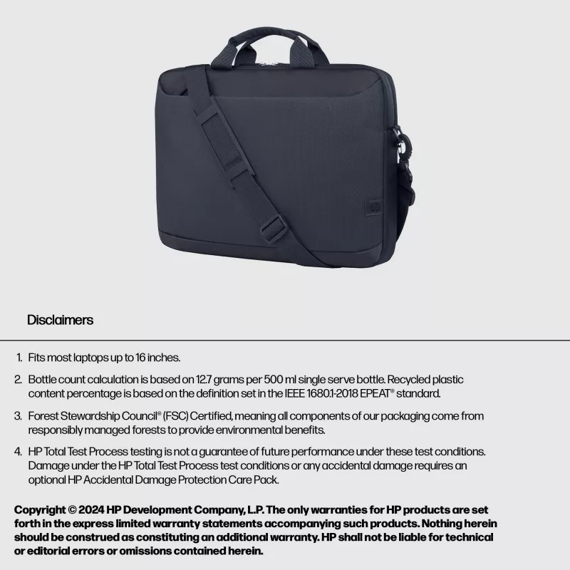 HP Everyday 16-inch Laptop Briefcase, Briefcase, 40.9 cm (16.1 inch), Shoulder strap, 490 g