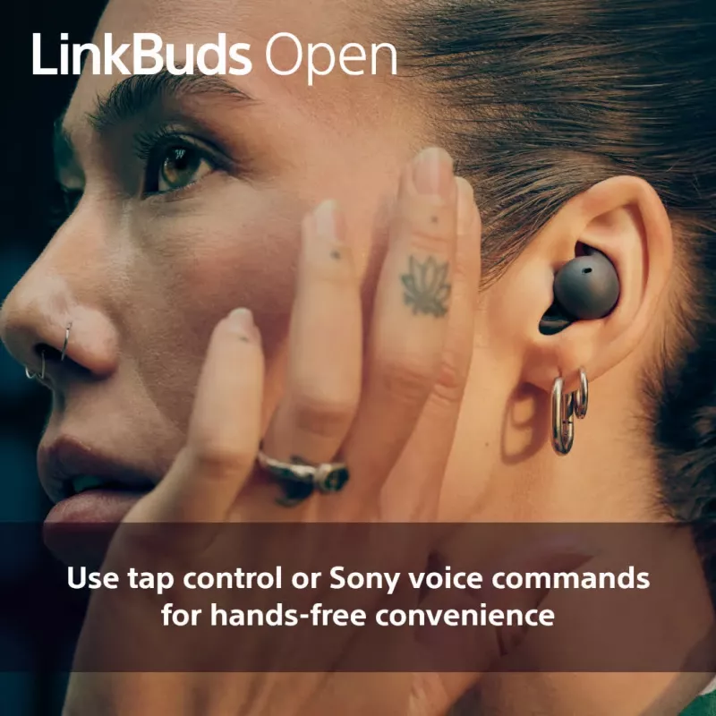 Headset Sony LinkBuds Open WFL910B — wireless Bluetooth in-ear, 20–20,000 Hz, 10 m range, 63 g, black