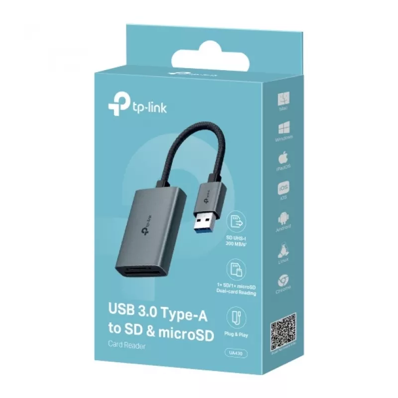 Card reader TP-LINK UA430 USB 3.2 Gen 1 Type-C — MicroSD / SD, Grey