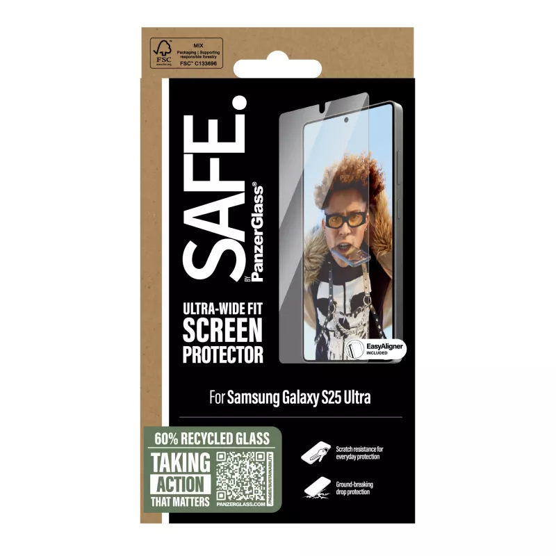 PanzerGlass SAFE. by ® Screen Protector Samsung Galaxy S25 Ultra | Ultra-Wide Fit w. EasyAligner