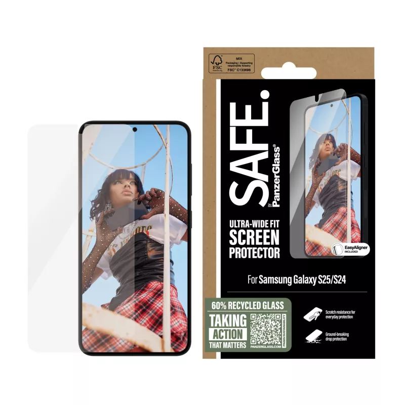 PanzerGlass SAFE. by ® Screen Protector Samsung Galaxy S25 | S24 | Ultra-Wide Fit w. EasyAligner