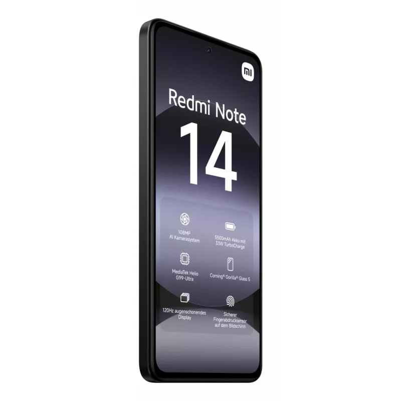 Smartphone Xiaomi Redmi Note 14 6.67 inch AMOLED 120Hz, 6 GB RAM, 128 GB, 108 MP, 5500 mAh, IP54, Black