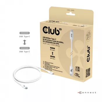 CLUB3D USB 80Gbps Certified 240W 8K240Hz Type-C® 1.2m / 3.94ft Black Cable
