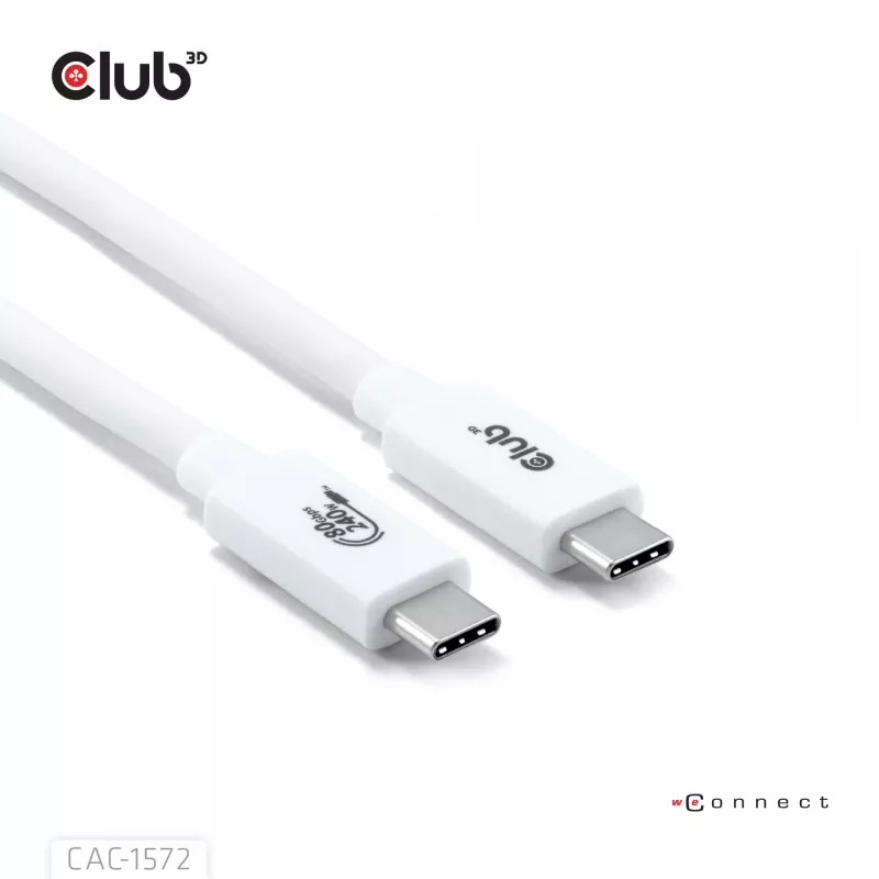 CLUB3D USB 80Gbps Certified 240W 8K240Hz Type-C® 1.2m / 3.94ft Black Cable