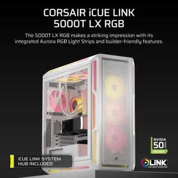 CORSAIR Pc Case - Geh Midi 5000t Lx Rgb(tempered Glass)white