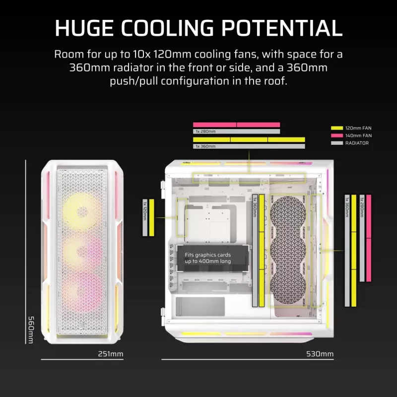 CORSAIR Pc Case - Geh Midi 5000t Lx Rgb(tempered Glass)white
