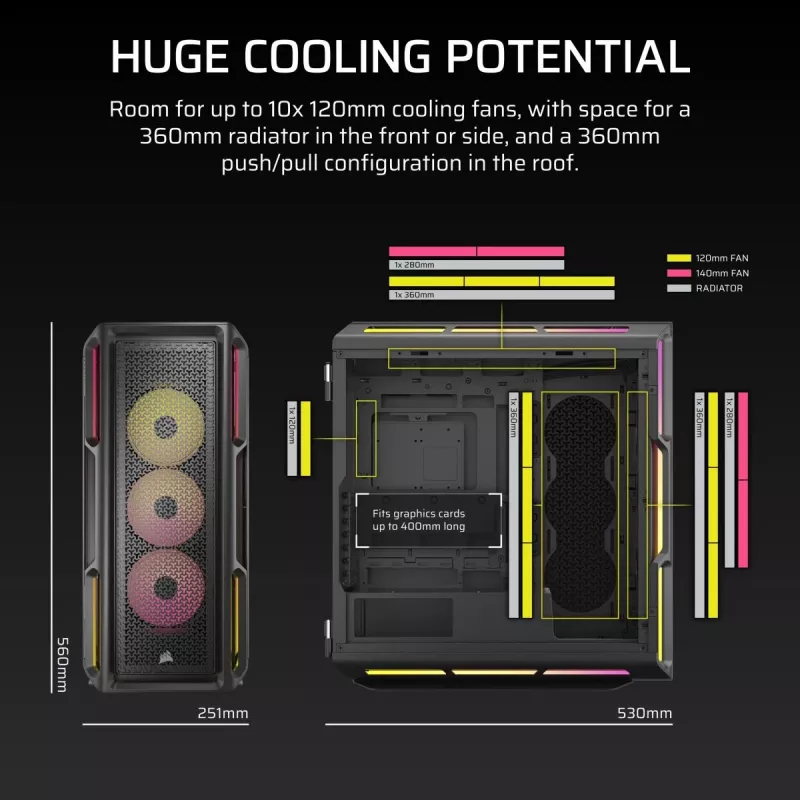 CORSAIR Pc Case - Icue Link 5000t Lx RGB Mid-tower High-performance