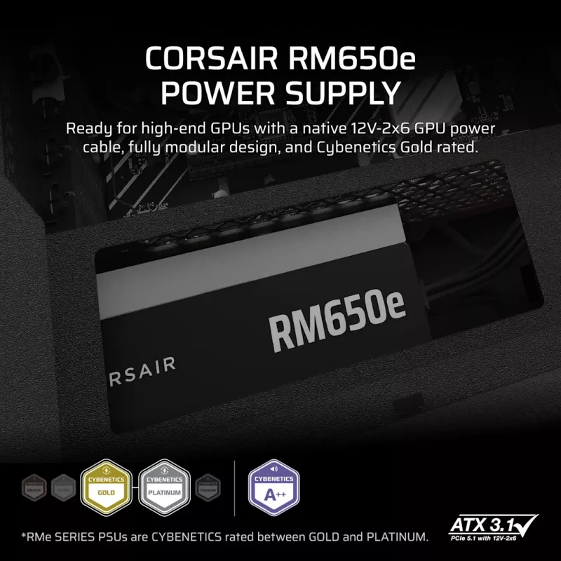 CORSAIR Power Supply - Rme Series Rm650e Fully Modular Low-noise ATX 650w
