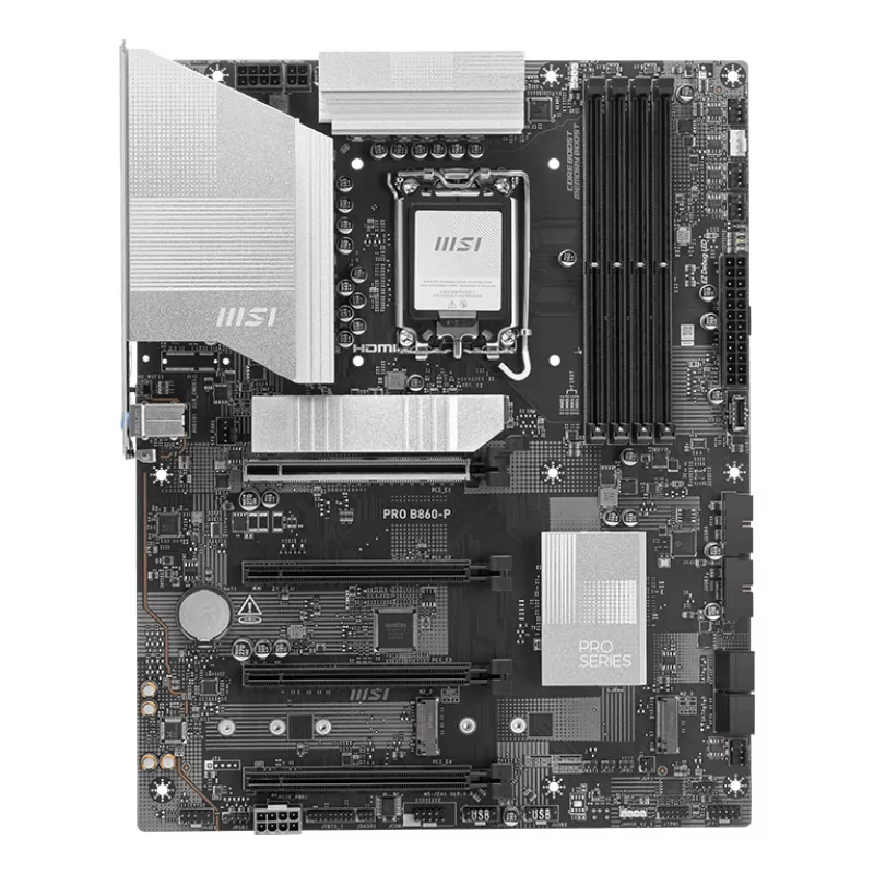 Motherboard MSI PRO B860-P — Intel B860, LGA 1851, ATX, DDR5, 4 DIMM, 3×M.2, 5Gb LAN, HDMI 2.1