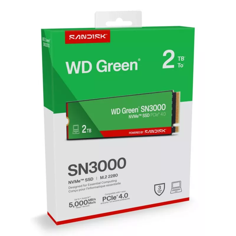 WESTERN DIGITAL SSD - WD Green SN3000 NVMe - 500GB - Pci-e Gen4 x4 - M.2 2280