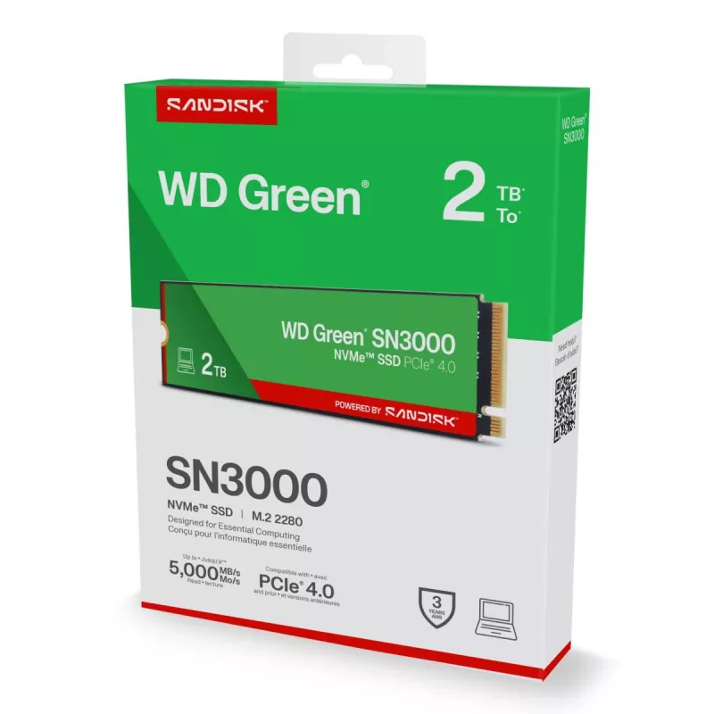 WESTERN DIGITAL SSD - WD Green SN3000 NVMe - 500GB - Pci-e Gen4 x4 - M.2 2280