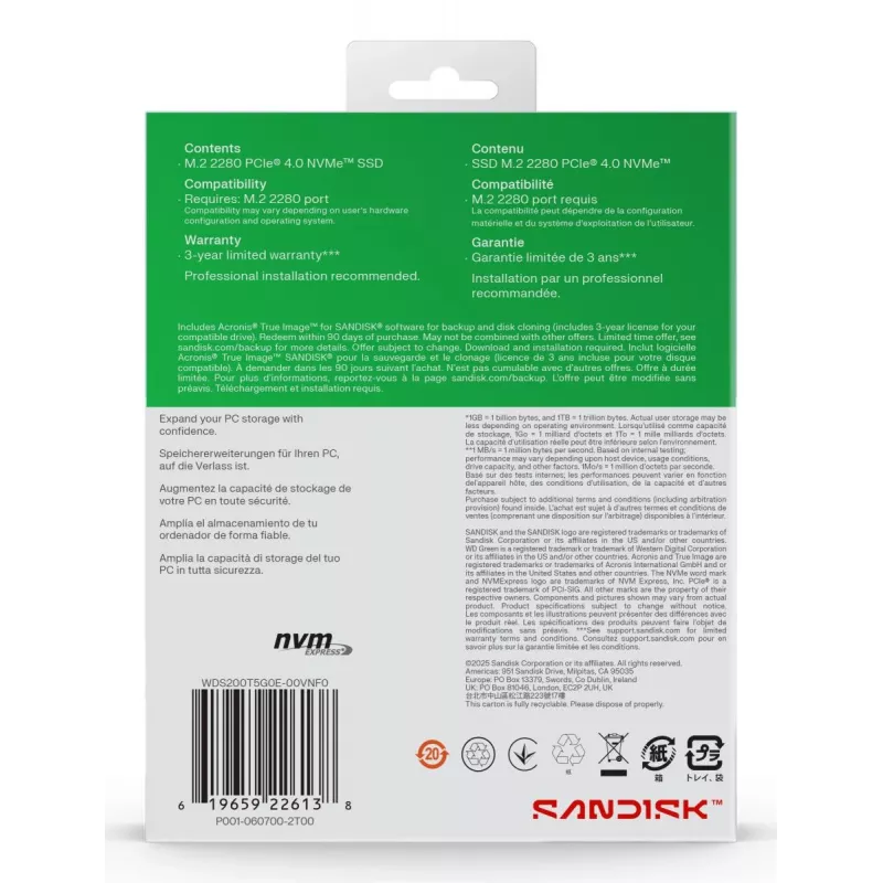 WESTERN DIGITAL SSD - WD Green SN3000 NVMe - 500GB - Pci-e Gen4 x4 - M.2 2280