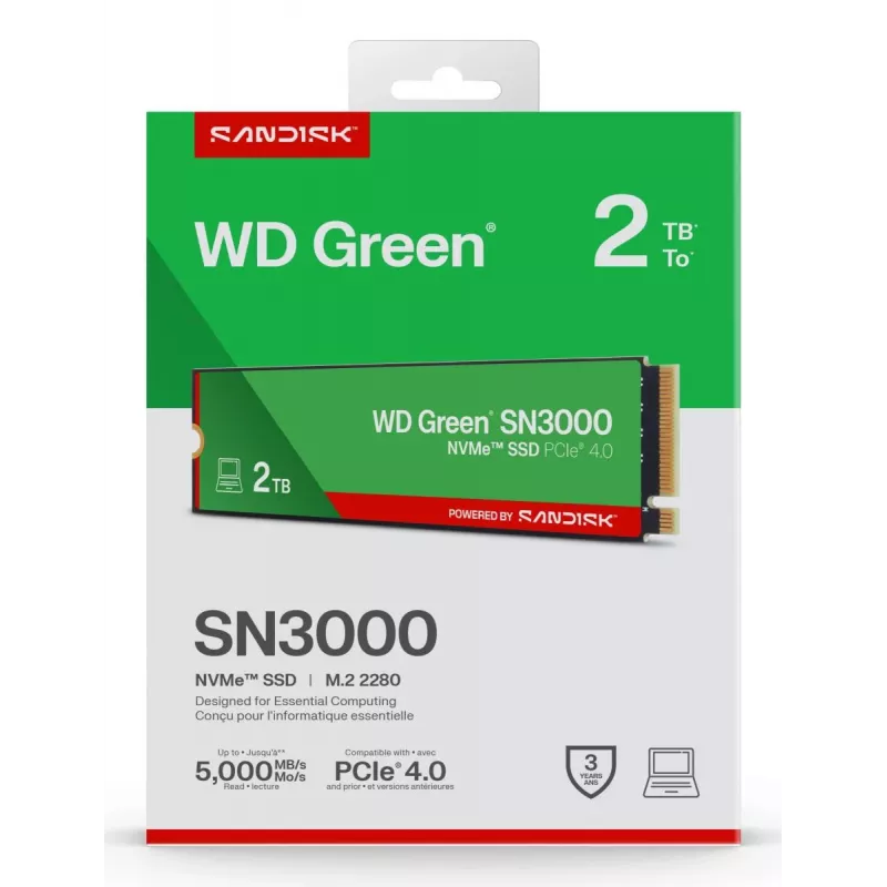 WESTERN DIGITAL SSD - WD Green SN3000 NVMe - 500GB - Pci-e Gen4 x4 - M.2 2280