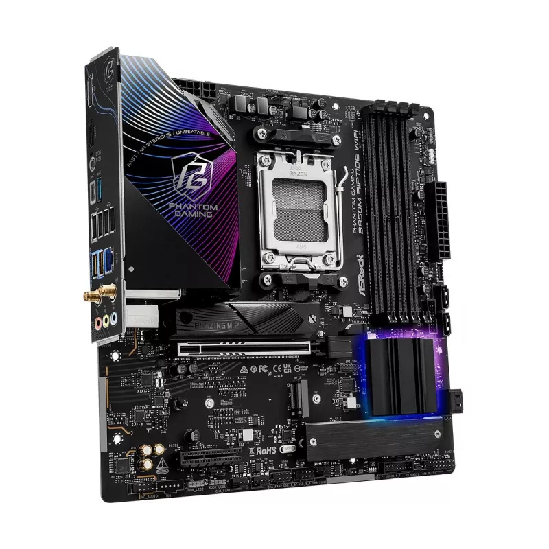 ASRock Motherboard B850M Riptide WiFi AM5 AMD B850 4 X DDR5 1 X HDMI 2.1 Tmds/frl 8g 1 X DisplayPort 1.4 With DSC mATX