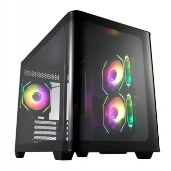 FSP S380-BA Case Mini Tower mITX, mATX Black ARGB, Micro Tower, PC, Black, micro ATX, Mini-ITX, SPCC, Tempered glass, Gaming